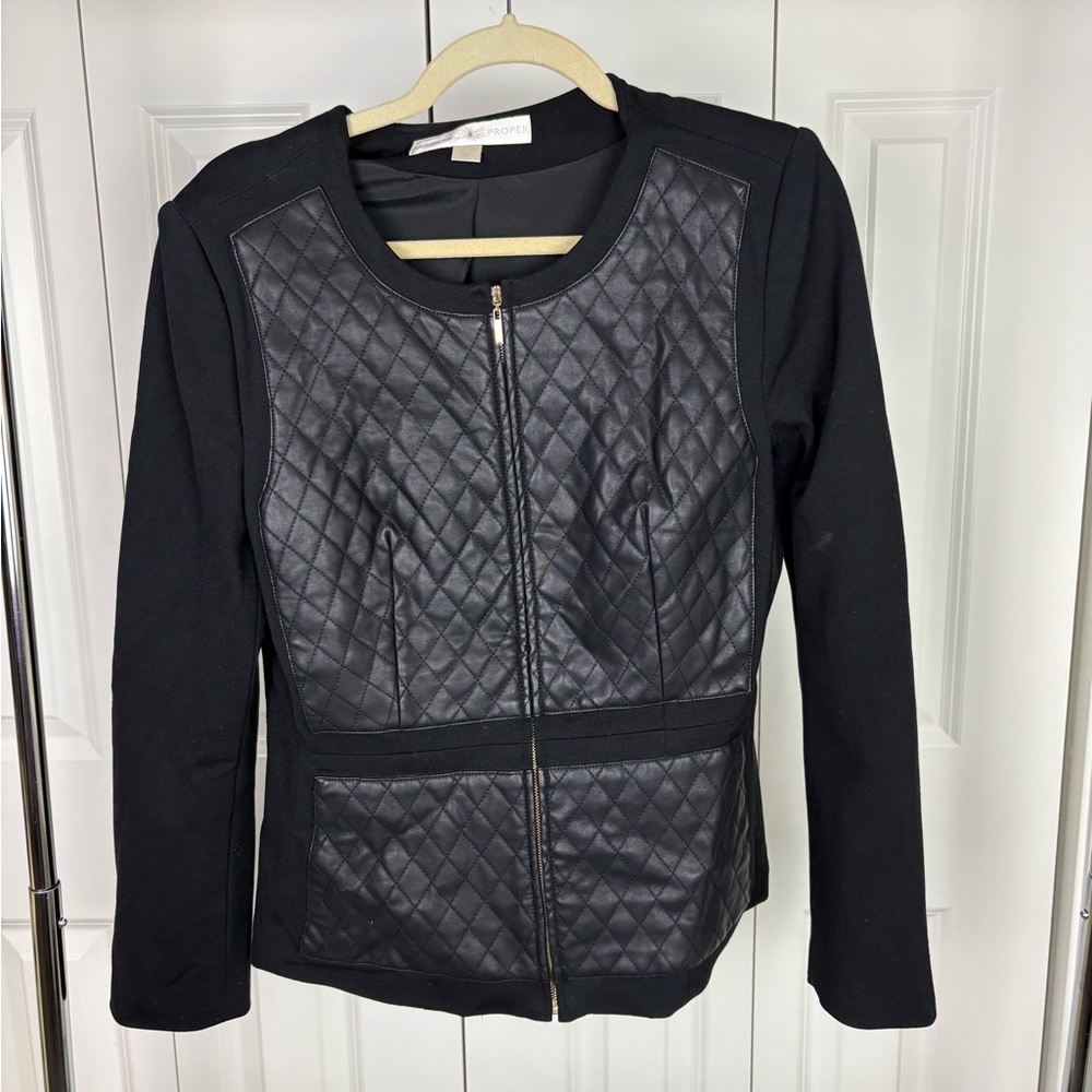 Boston Proper Black Quilted Women's Blazer